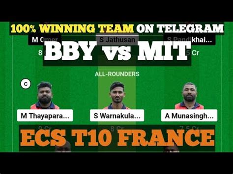 BBY Vs MIT Dream11 Prediction Today Match BBY Vs MIT Dream11 Team