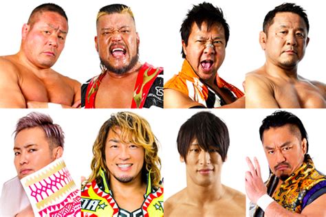 Hiroki Goto, Hiroshi Tanahashi, Kota Ibushi, and Kazuchika Okada vs ...