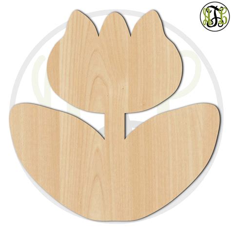 Tulip 210015 Flower Cutout Unfinished Wood Cutout Wood Craft