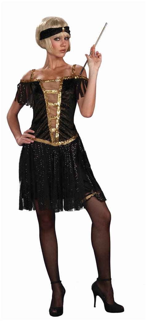 Cl821 Golden Glamour Flapper Womens 1920s Roaring 20s Costume