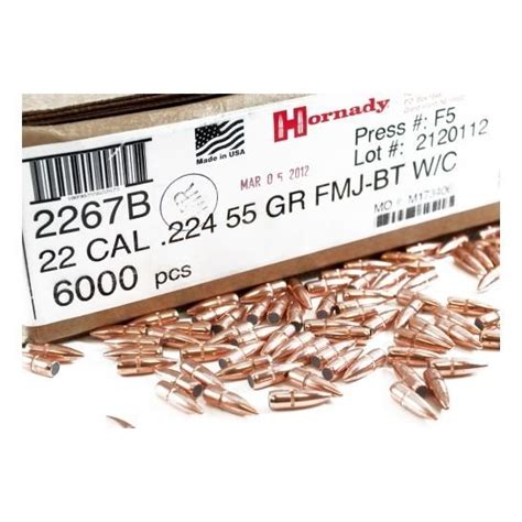 Střela Hornady Full Metal Jacket 22 Cal 224 55GR BT FMJ w c 6