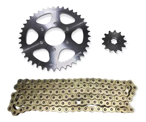 Kit De Arrastre Sprocket Italika Vortx Cadena Dorada Env O Gratis