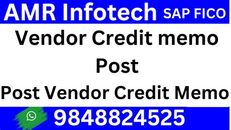 Vendor Credit Memo In SAP SAP Transaction FB65 Post Vendor Credit