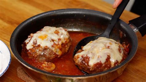 Stewed Hamburg Steaks Topped With Cheese Recipe Japanese Nikomi