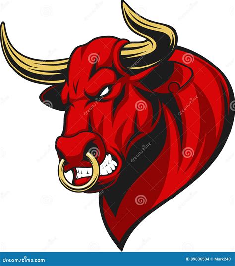 Ferocious Bull Head Vector Illustration 89836504