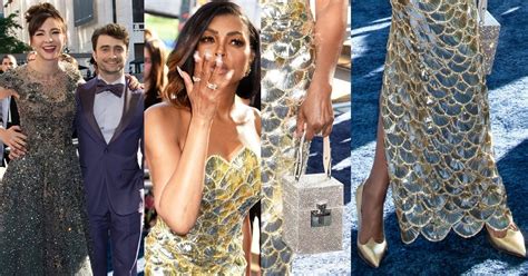 Taraji P Hensons Glittering Gold Gown And Chic Roger Vivier Pumps At