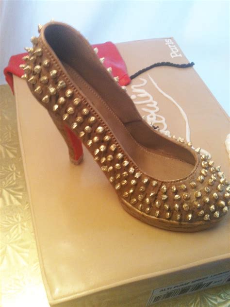 Made Fresh Daily Gold Spiked Christian Louboutin Shoe Box Cake
