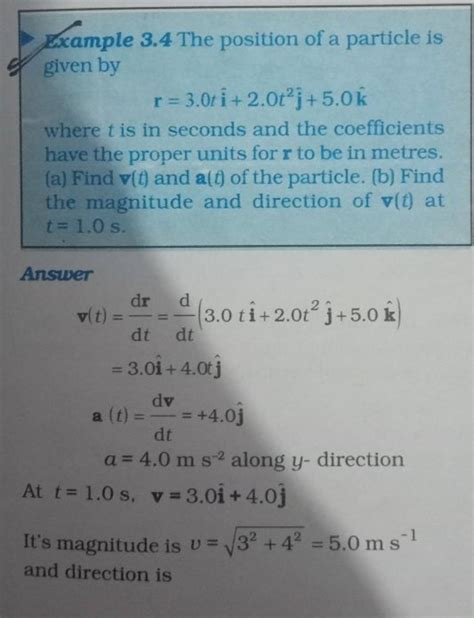 Example 3 4 The Position Of A Particle Is Given By R 3 0ti 2 0t2j 5 0k