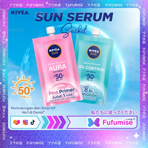 Nivea Sun Extra Protect Aura Sun Serum Spf 50 Pa Sachet Kemasan 7ml Pink Primer Fufumise