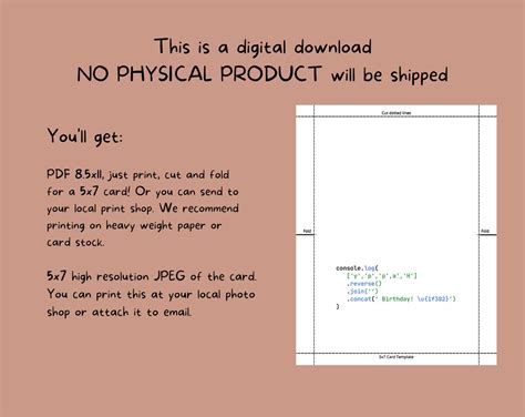 Printable Funny Code Birthday Card For Your Geeky Developer Friend