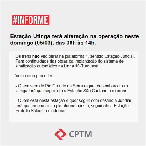 Cptm On Twitter Veja Mais Informa Es No Link Https Bit Ly Ku H