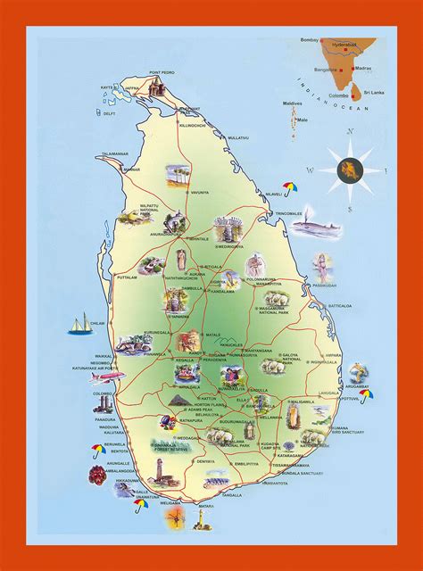 Travel map of Sri Lanka | Maps of Sri Lanka | Maps of Asia | GIF map ...