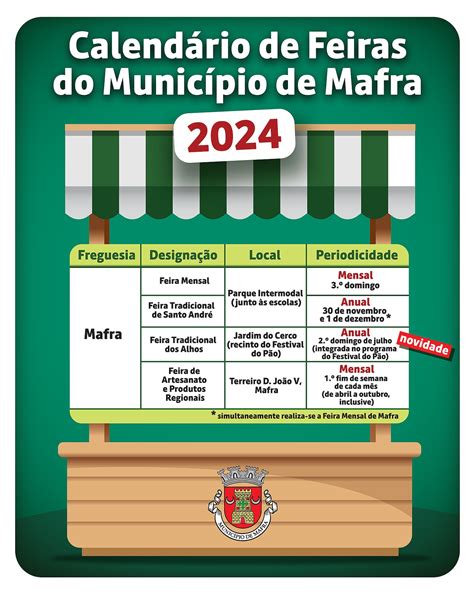 Calendário de feiras do Município de Mafra para 2024 Mafra