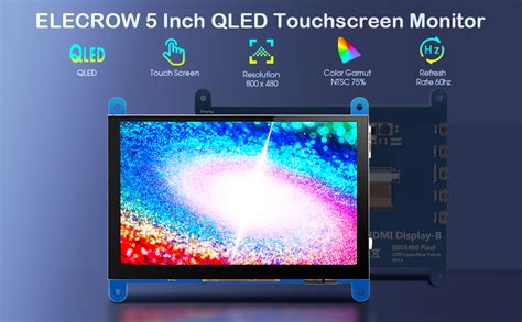 ELECROW Mini Monitor 5 Zoll 800 X 480 QLED Kapazitives Touchscreen