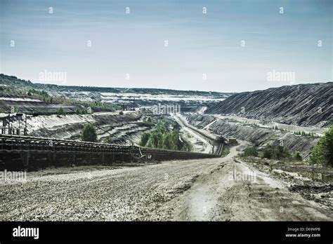 Aerial View Of Strip Coal Mining Field Stock Photo Alamy