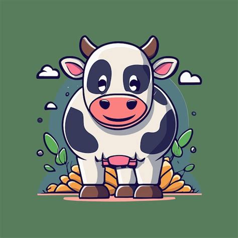 Premium Vector Cow Smiling Cartoon Vector Illustration