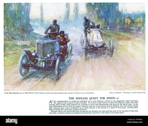 Poster Autocar Panhard blanc de Charron équipé de volant au lieu d