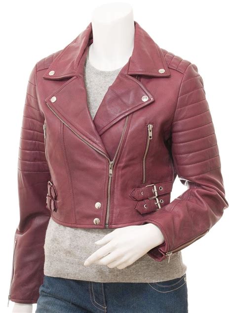 Women S Burgundy Leather Biker Jacket A2 Jackets