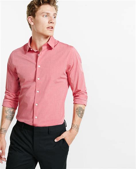 Express Fitted 1mx Shirt In Pink For Men Lyst