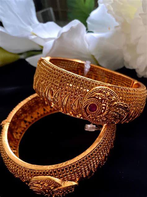 Gold Banglesindian Banglesopenable Banglestemple Etsy