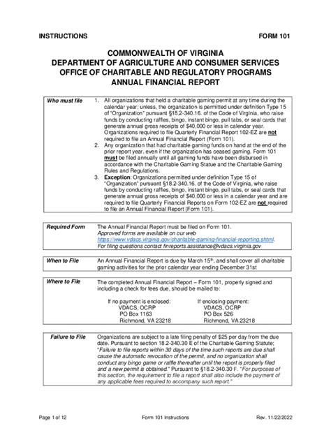 Fillable Online Fillable Online Vdacs Virginia Instructions Form 101