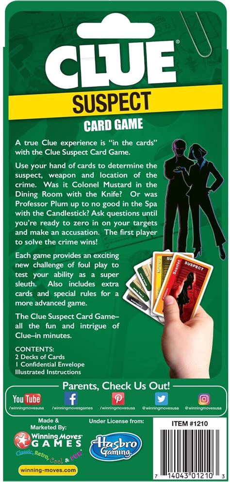 Clue Board Game Cards