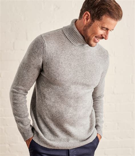 Mid Pea Marl Mens Lambswool Turtle Neck Sweater Woolovers Us