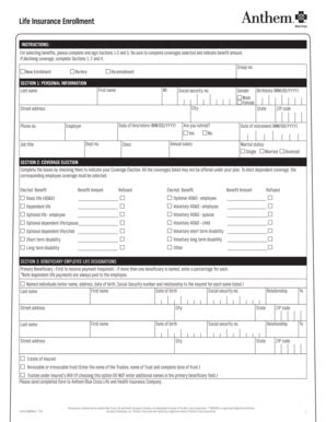 Fillable Online Life Insurance Enrollment Fax Email Print PdfFiller