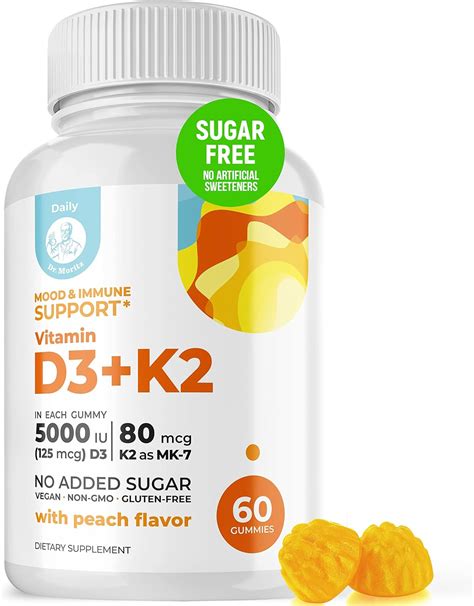 Dr Moritz Vitamin D3 K2 Gummies 5000 Iu Sugar Free Vit D Gummy Supplement For