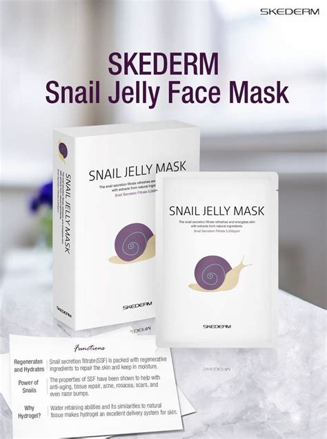 SKEDERM Snail Jelly Mask 10 Sheets Hydrogel Coated Facial Mask With