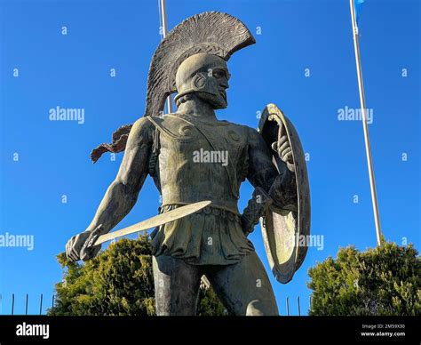 The Statue Of King Leonidas In Sparta City Laconia Peloponnese