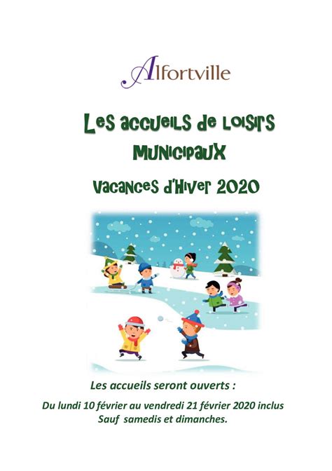 Calam O Les Accueils De Loisirs Vacances D Hiver Alfortville