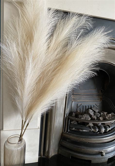 Faux Pampas Grass Large Cm Beige Colour Fake Artificial Pampas