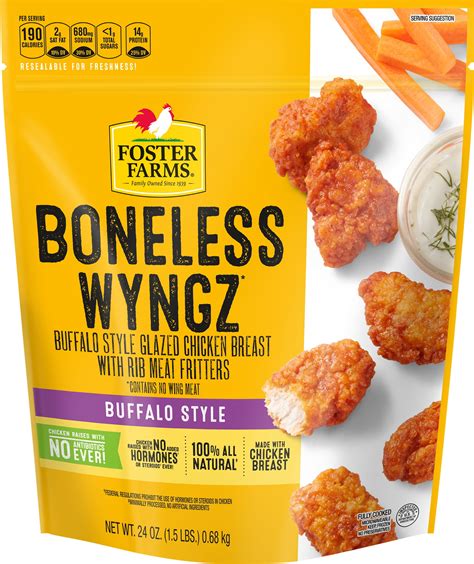 Foster Farms Fully Cooked Buffalo Style Boneless Chicken Wyngz White