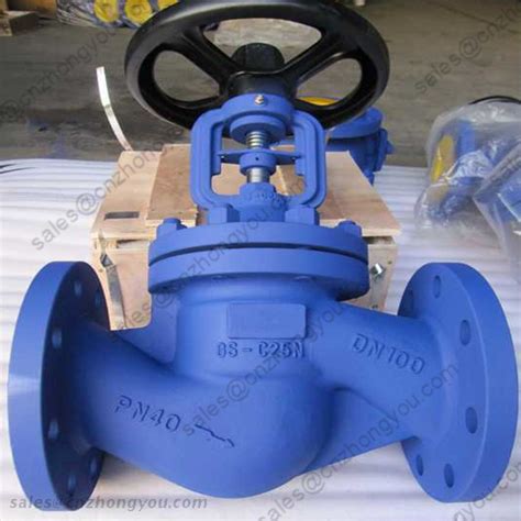 DIN Bellows Seal Globe Valve DN100 PN40 GS C25N Body SS304 Trim RF