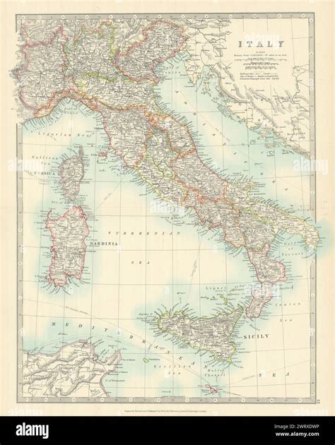 Italy Railways Key Battlefields And Dates Johnston 1913 Old Antique