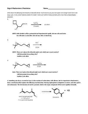 Chem Rec Worksheet Mechanisms S Orgo Ii Mechanisms