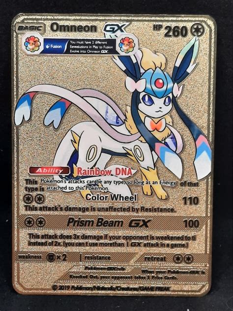 Omneon GX Eeveelution Gold Metal Pokemon Card Etsy