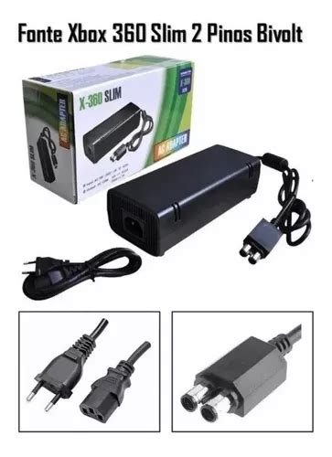 Fonte Xbox 360 Slim Bivolt 110v 220v 135w 2 Pinos Parcelamento Sem Juros