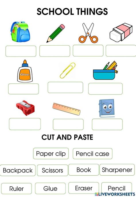 School Things Online Exercise For Kindergarten Live Worksheets