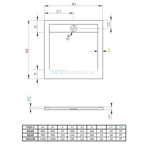 Radaway Teos C HTC9090 74 Brodzik Kwadratowy 90x90 Cemento