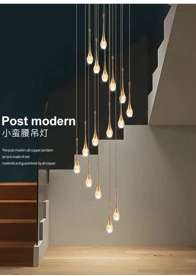 Modern Led Chandelier Crystal Light Luxury Duplex Living Room Stair