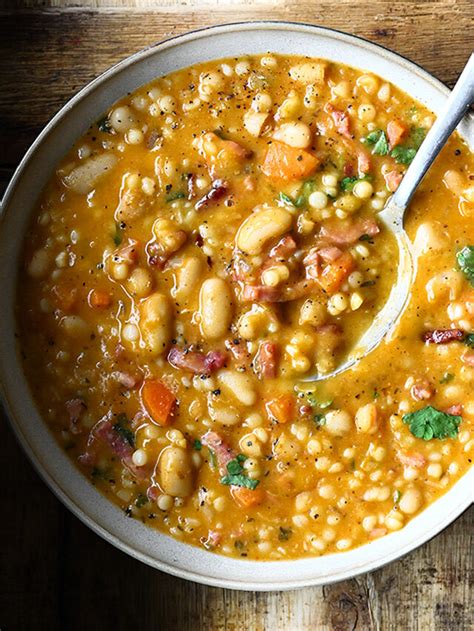 Hearty Bean Soup Serving Dumplings