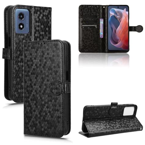 Case For Motorola Moto G Play 4g 2024 Magnetic Clasp Leather Wallet Cover Geometric Pattern