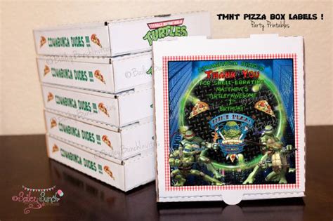 Teenage Mutant Ninja Turtles Pizza Box Label TMNT Birthday Party