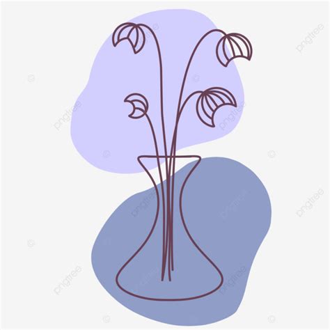 Flowers Line Art Aesthetic In Blue Purple Flowers Line Art Leaf Line