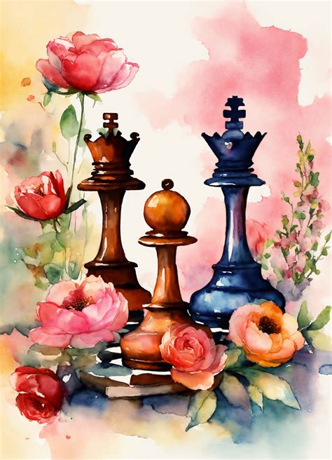 Lexica Romantic Chess Around Flowers Watercolor Style