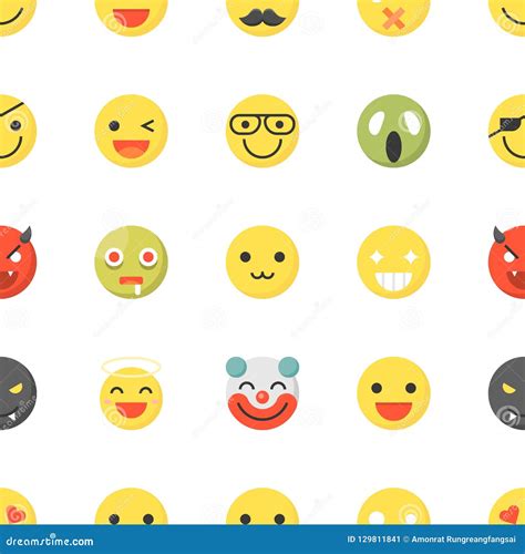 Emoticon Seamless Pattern Flat Design For Use As Wallpaper Or B Stock