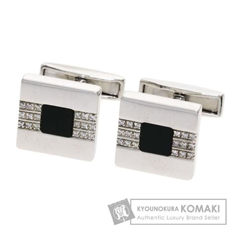 Bvlgari ブルガリ クアドラード オニキス ダイヤモンド カフス K18ホワイトゴールド メンズ 中古 30826190