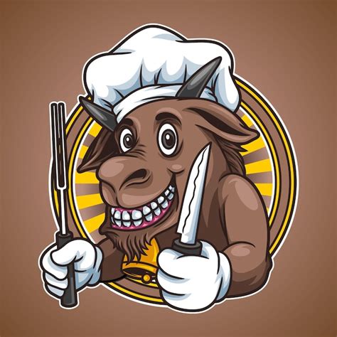 Premium Vector | Goat chef mascot illustration